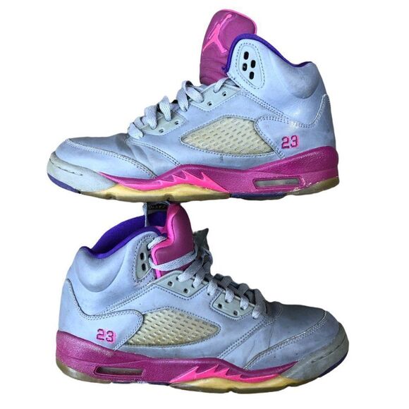 RARE 2013 Air Jordan 5 Retro Cement Grey Pink Size 7 - Picture 4 of 16